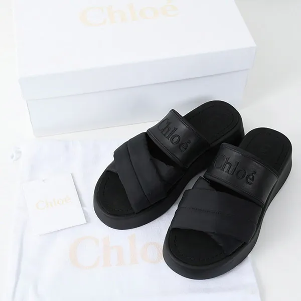 クロエ MILA レザー ナイロンスライドサンダル 偽物 CHC24S