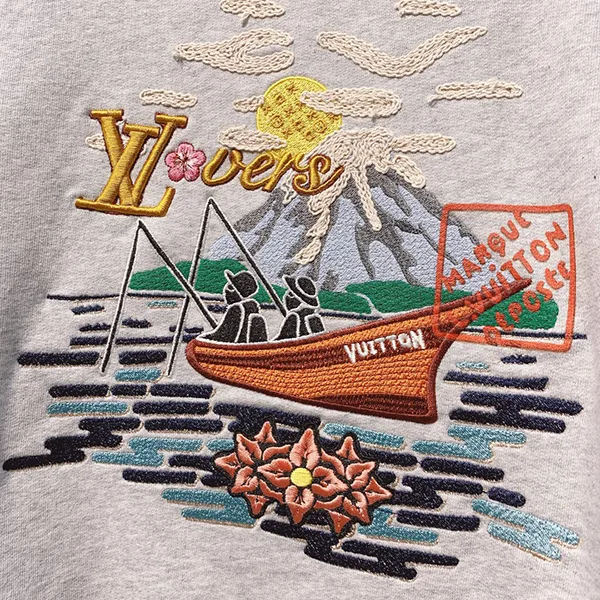 新作*LV* 刺繍入りルイヴィトン スウェットシャツ コピー グレー
