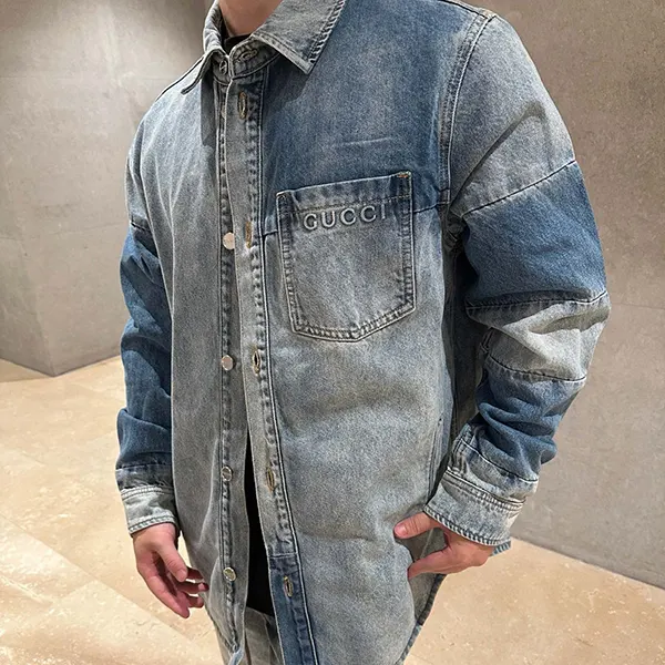 グッチ デニム ロゴ シャツ スーパーコピー ブルー gux83655