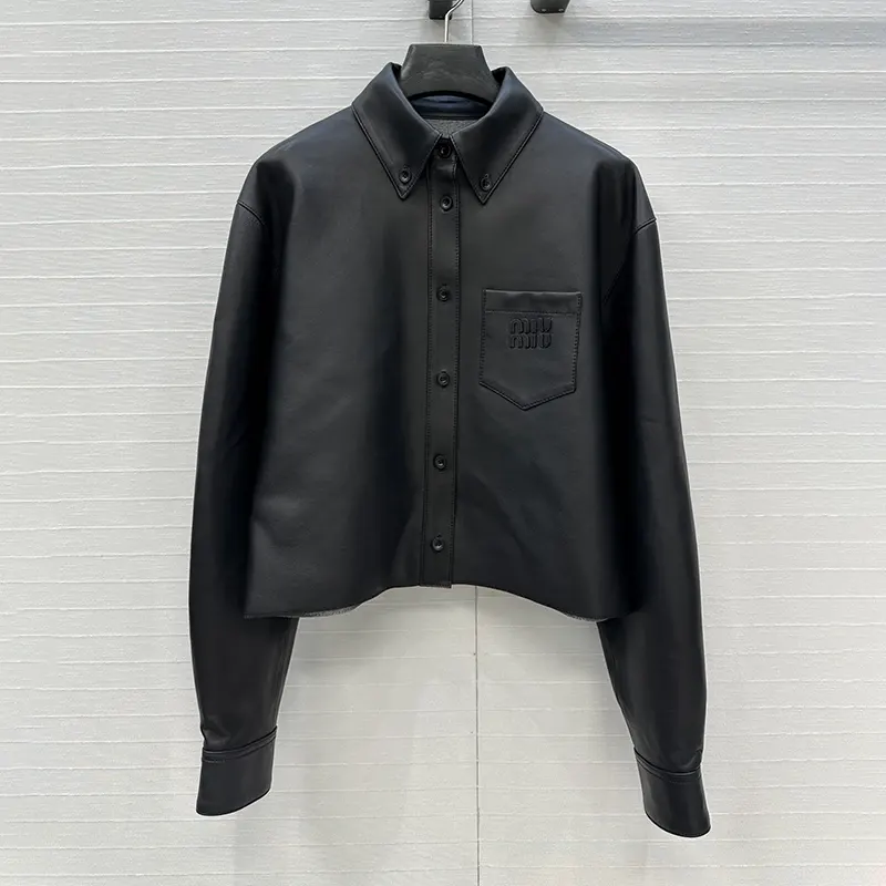 激安価格!ミュウミュウ プロンジェ ナッパ レザー シャツ miu445184