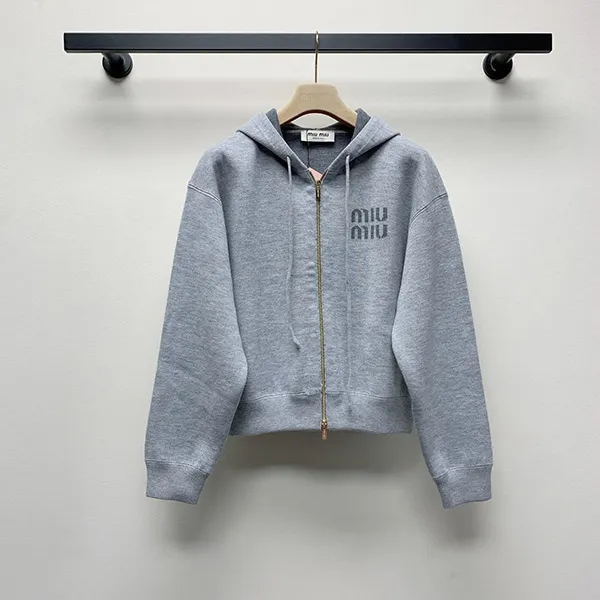 【ミュウミュウ】ダブルカシミヤ ジップフーディーカーディガン 偽物 15NG