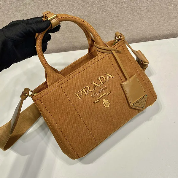 プラダ コピー コットンキャンバス ミニハンドバッグ 軽量 ロゴ put10537
