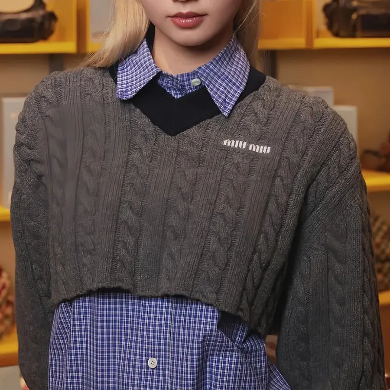 ブティック♪ミュウミュウ ケーブルニット長袖ニットセーター コピー商品 myy93974