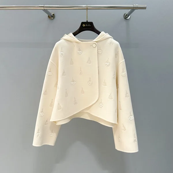 【極上の両面カシミヤ♦】エルメス コピー フード付き刺繍ジャケット 5H0239DA