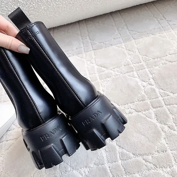 プラダ レザー ロゴ チェルシーブーツ コピー 厚底 シューズ 靴 1T256NB4L