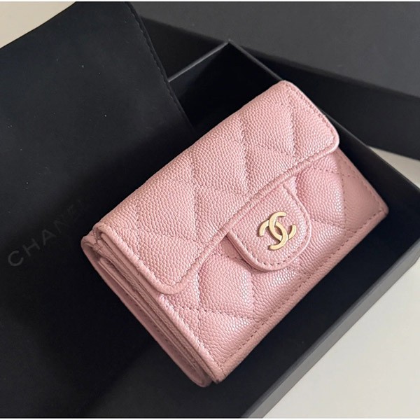 限定色♡ピンク】シャネル マトラッセ 三つ折り財布 キャビア 限定色♡ピンク】シャネル マトラッセ 三つ折り財布 キャビア