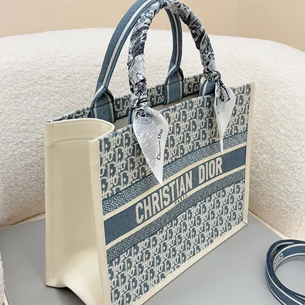 ディオール Book Tote バッグ コピー ミディアム ブルー オブリーク dek30397