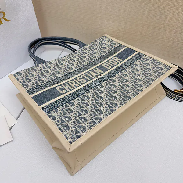ディオール Book Tote バッグ コピー ミディアム ブルー オブリーク dek30397