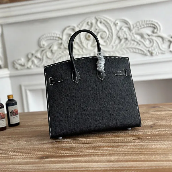 エルメス バーキン25cm コピー PO シェーブル ノワールS金具 白