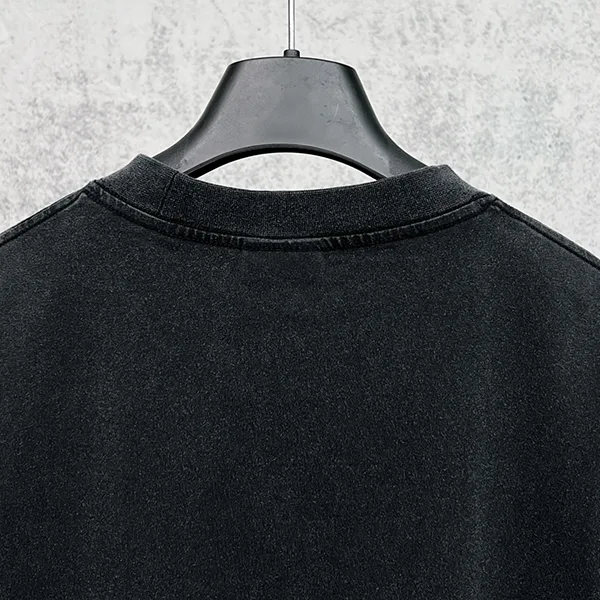 バレンシアガ メンズ Washed Crayon Loop ブラック Tシャツ 偽物 76423590