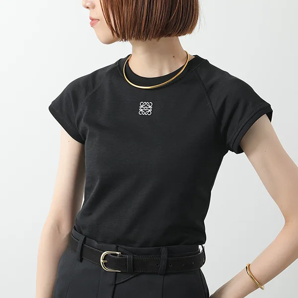 ロエベ Tシャツ SMALL FIT T-SHIRT スモールフィット S359Y22X96 S359Y22XA7 レディース 半袖 カットソー アナグラム 刺繍 カラー2色