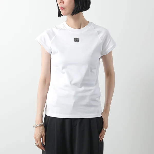 ロエベ Tシャツ SMALL FIT T-SHIRT スモールフィット S359Y22X96 S359Y22XA7 レディース 半袖 カットソー アナグラム 刺繍 カラー2色