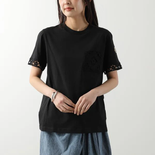 モンクレール Tシャツ 8C00025 89AUO レディース 半袖 コットンジャージー カットソー クルーネック マクラメ編み