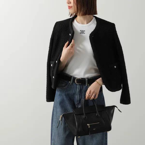 セリーヌ Tシャツ Triomphe トリオンフ RX0IX1407.01MA レディース 半袖 カットソー クルーネック ロゴ 刺繍 リブ編み コットンジャージー カラー2色