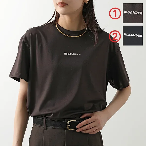 ジルサンダー プラス Tシャツ J40GC0149 J20033 レディース 半袖 カットソー ストレッチ クルーネック ロゴT
