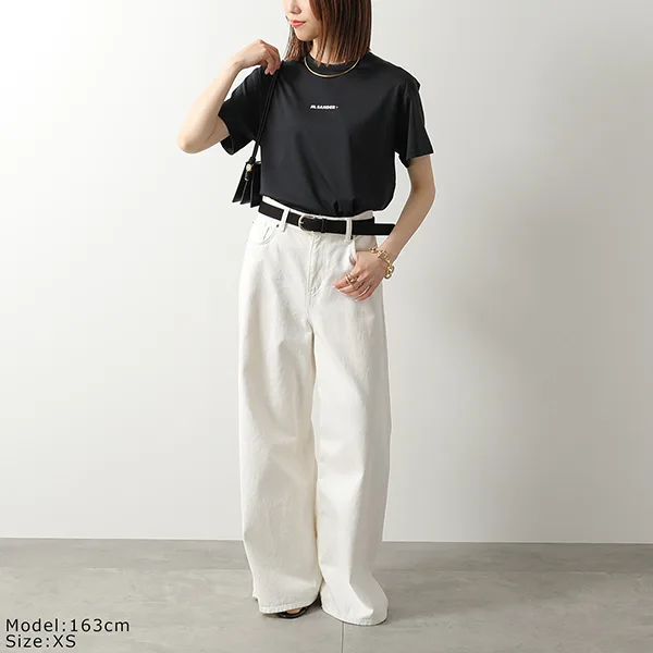 ジルサンダー プラス Tシャツ J40GC0149 J20033 レディース 半袖 カットソー ストレッチ クルーネック ロゴT