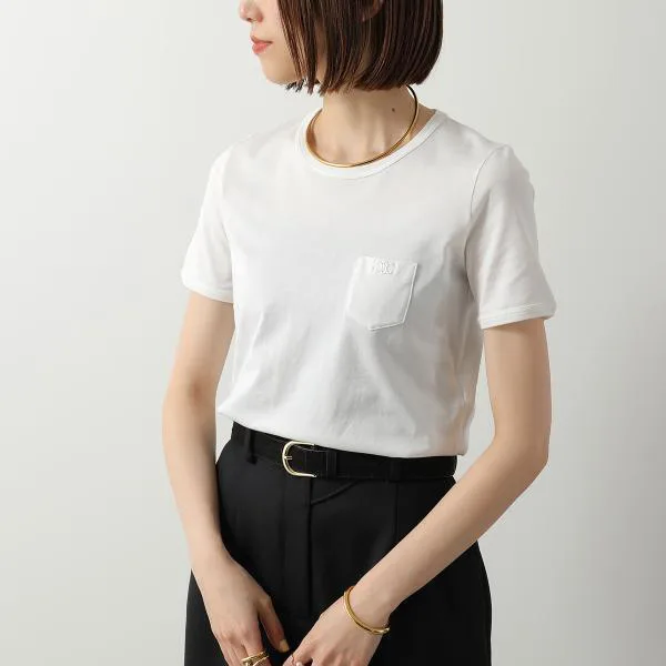 セリーヌ Tシャツ 2X93M671Q.01OW レディース トリオンフ刺繍 半袖 クルーネック カットソー 胸ポケット コットン ホワイト