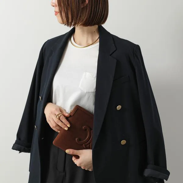 セリーヌ Tシャツ 2X93M671Q.01OW レディース トリオンフ刺繍 半袖 クルーネック カットソー 胸ポケット コットン ホワイト