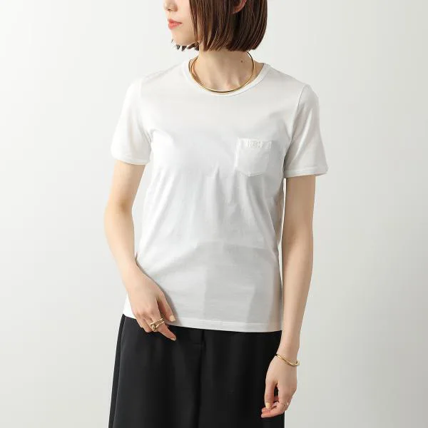 セリーヌ Tシャツ 2X93M671Q.01OW レディース トリオンフ刺繍 半袖 クルーネック カットソー 胸ポケット コットン ホワイト