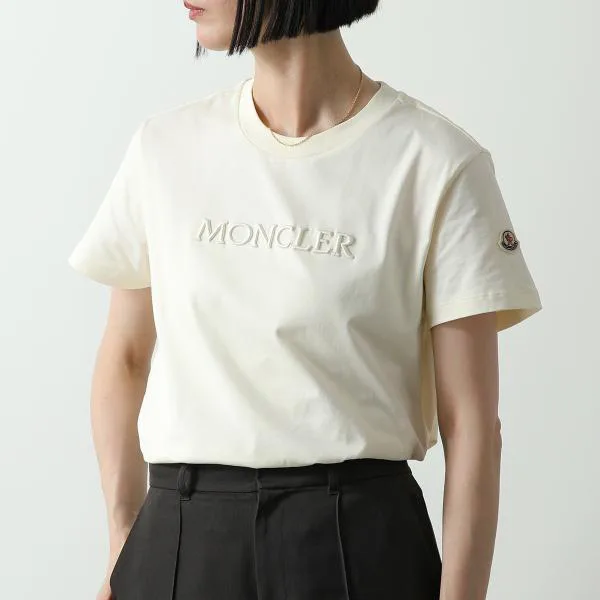 モンクレール 半袖 Tシャツ 8C00008 89AUO レディース コットン クルーネック 刺繍ロゴ レギュラーフィット