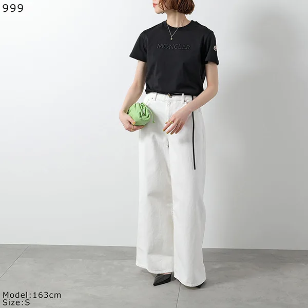 モンクレール 半袖 Tシャツ 8C00008 89AUO レディース コットン クルーネック 刺繍ロゴ レギュラーフィット