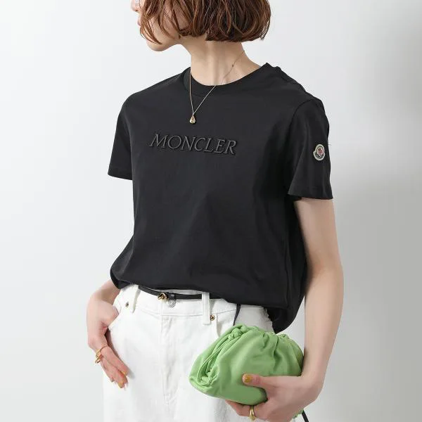 モンクレール 半袖 Tシャツ 8C00008 89AUO レディース コットン クルーネック 刺繍ロゴ レギュラーフィット