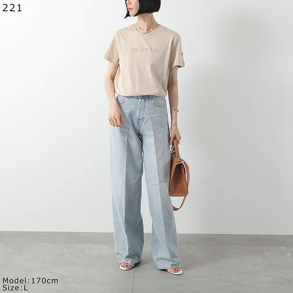 モンクレール 半袖 Tシャツ 8C00008 89AUO レディース コットン クルーネック 刺繍ロゴ レギュラーフィット
