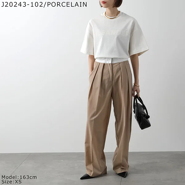 ジルサンダー Tシャツ J03GC0137 J20243 J45148 レディース 半袖 カットソー クルーネック ロゴT コットン オーバーサイズ