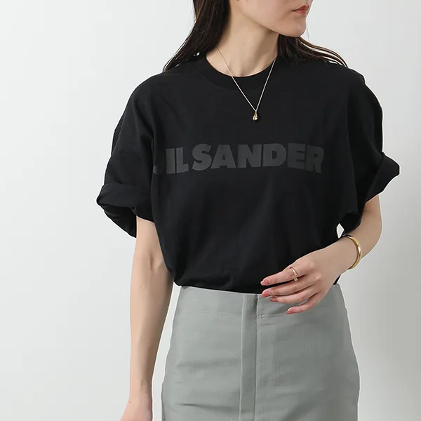 ジルサンダー Tシャツ J03GC0137 J20243 J45148 レディース 半袖 カットソー クルーネック ロゴT コットン オーバーサイズ