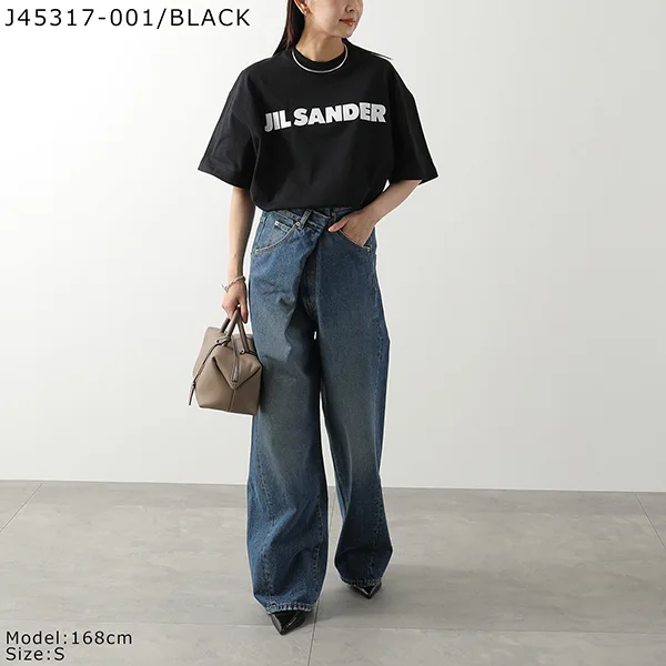 ジルサンダー Tシャツ J03GC0137 J20243 J45148 レディース 半袖 カットソー クルーネック ロゴT コットン オーバーサイズ