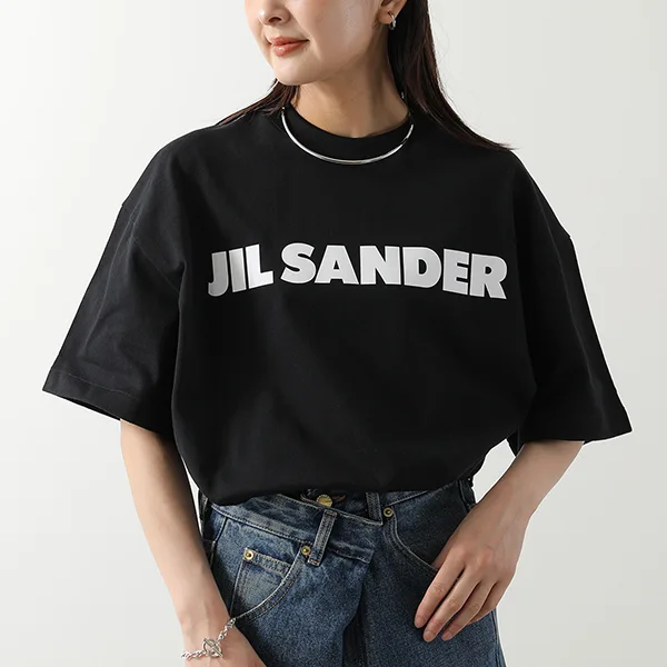 ジルサンダー Tシャツ J03GC0137 J20243 J45148 レディース 半袖 カットソー クルーネック ロゴT コットン オーバーサイズ