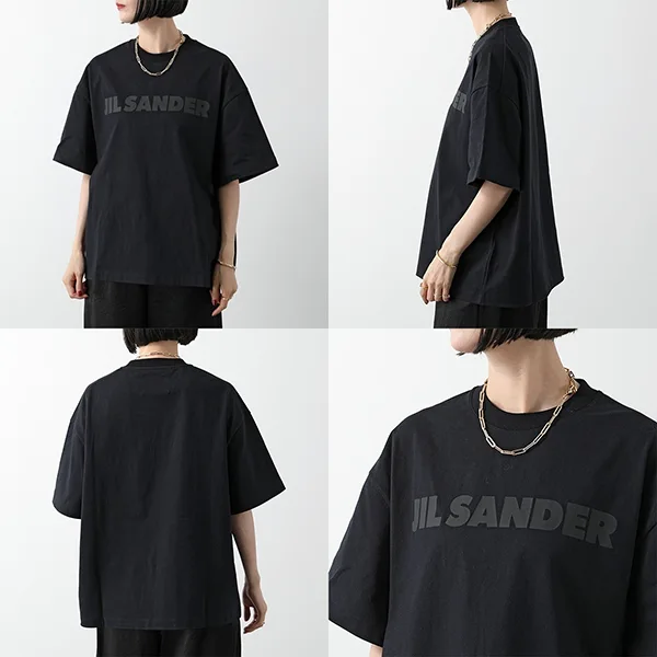 ジルサンダー Tシャツ J03GC0137 J20243 J45148 レディース 半袖 カットソー クルーネック ロゴT コットン オーバーサイズ