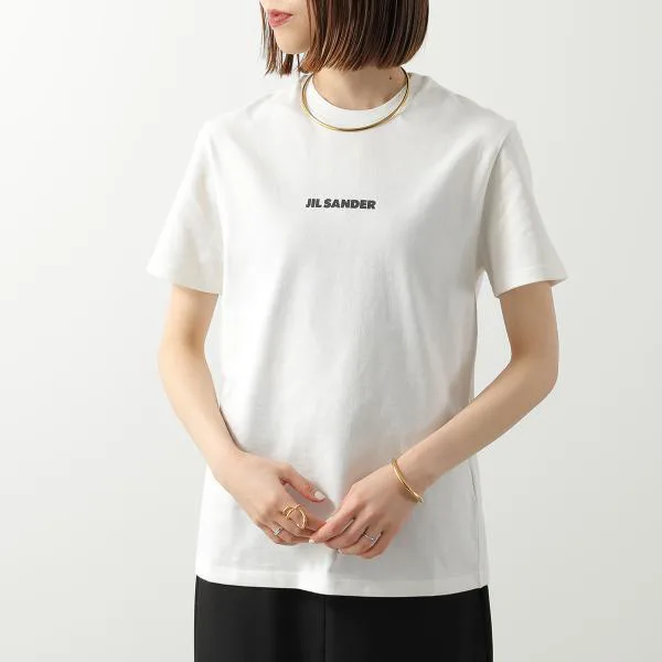 ジルサンダー 半袖 Tシャツ J02GC0142 J20103 レディース ロゴ カットソー ロゴT コットン クルーネック 102/PORCELAIN