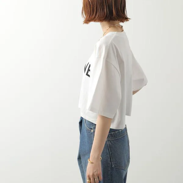 セリーヌ Tシャツ 2X761671Q.01EA レディース 半袖 カットソー クロップド丈 クルーネック ロゴT コットン ホワイト