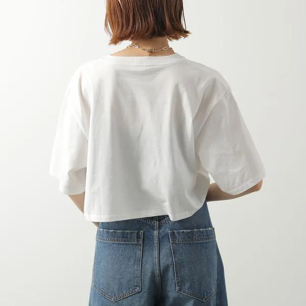 セリーヌ Tシャツ 2X761671Q.01EA レディース 半袖 カットソー クロップド丈 クルーネック ロゴT コットン ホワイト