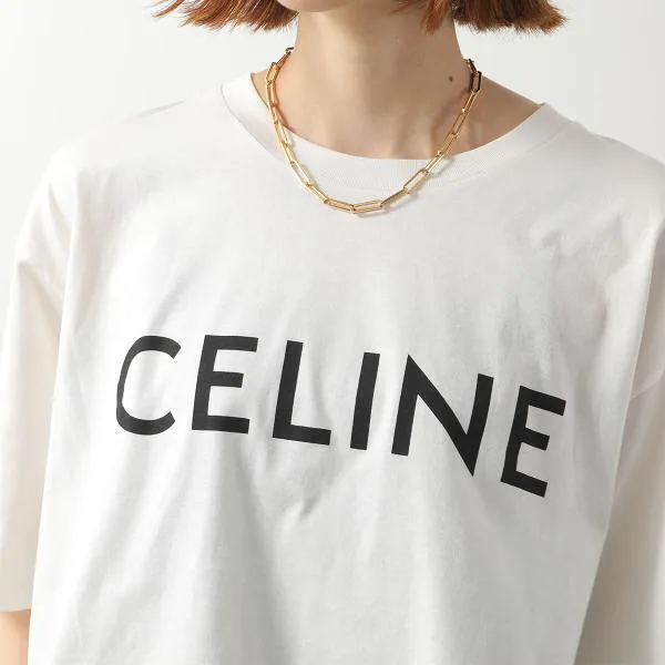 セリーヌ Tシャツ 2X761671Q.01EA レディース 半袖 カットソー クロップド丈 クルーネック ロゴT コットン ホワイト