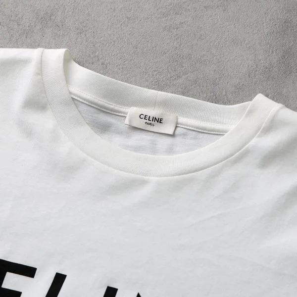 セリーヌ Tシャツ 2X761671Q.01EA レディース 半袖 カットソー クロップド丈 クルーネック ロゴT コットン ホワイト