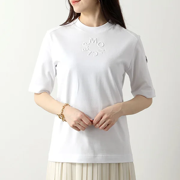 モンクレール マットブラック Tシャツ 8C00002 89A17 レディース 半袖 カットソー ロゴT クルーネック カラー2色