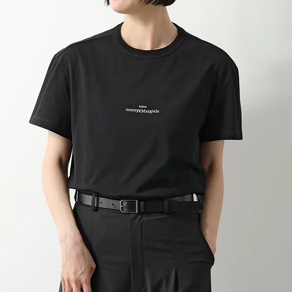 メゾンマルジェラ Tシャツ S30GC0701 S22816 レディース ディストーテッド 刺繍ロゴ 半袖 カットソー クルーネック 丸首 カラー3色