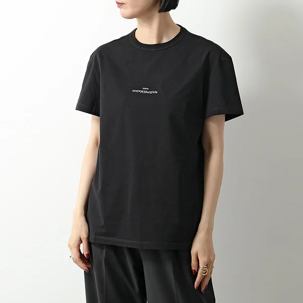 メゾンマルジェラ Tシャツ S30GC0701 S22816 レディース ディストーテッド 刺繍ロゴ 半袖 カットソー クルーネック 丸首 カラー3色