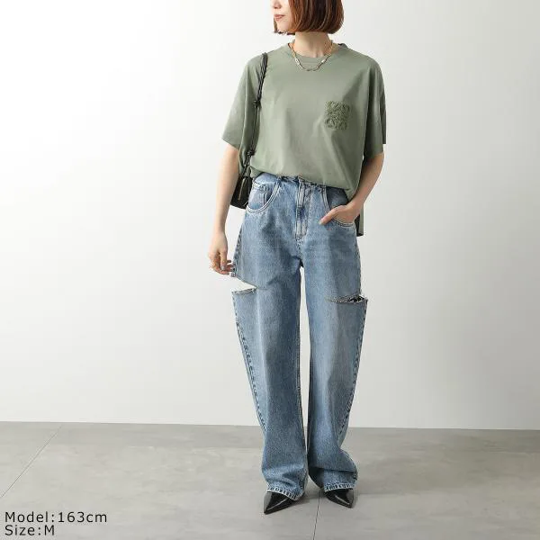 ロエベ Tシャツ S616Y22X81 レディース 半袖 カットソー コットン アナグラム刺繍 クルーネック カラー2色