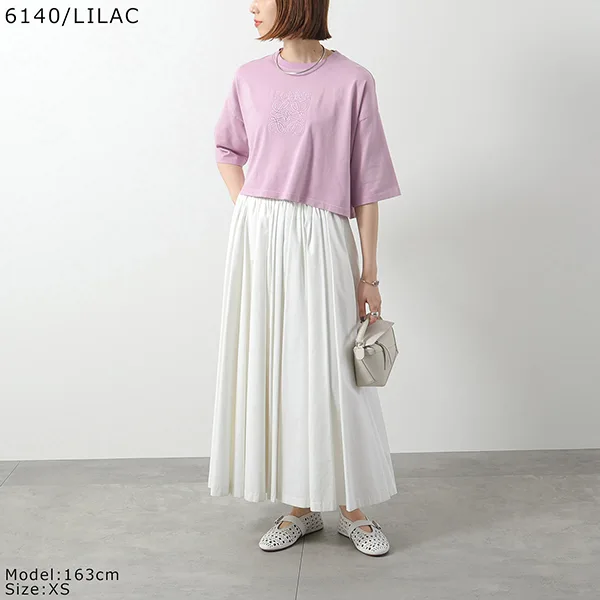 ロエベ Tシャツ S359Y22X84 レディース 半袖 カットソー クロップド丈 アナグラム ロゴT 刺繍 コットン クルーネック カラー3色