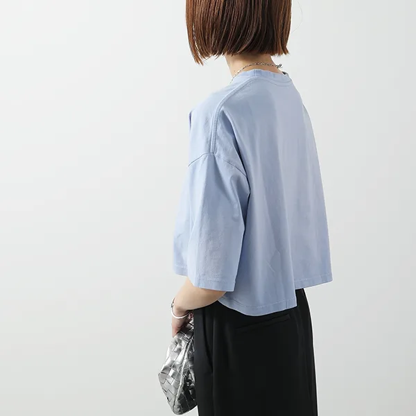 ロエベ Tシャツ S359Y22X84 レディース 半袖 カットソー クロップド丈 アナグラム ロゴT 刺繍 コットン クルーネック カラー3色