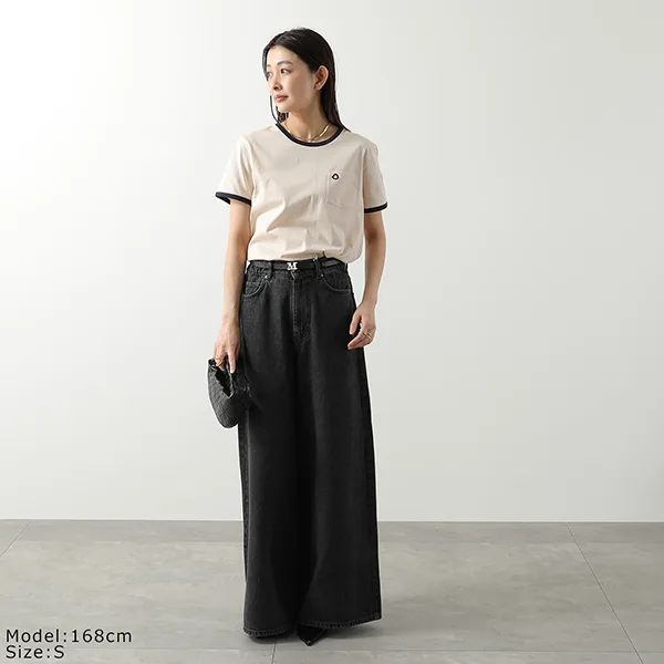 モンクレール Tシャツ 8C00019 89AUO レディース コットン クルーネック 半袖 刺繍ロゴ カラー2色