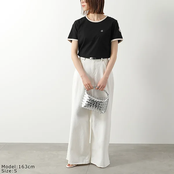 モンクレール Tシャツ 8C00019 89AUO レディース コットン クルーネック 半袖 刺繍ロゴ カラー2色
