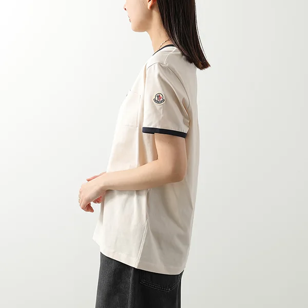 モンクレール Tシャツ 8C00019 89AUO レディース コットン クルーネック 半袖 刺繍ロゴ カラー2色