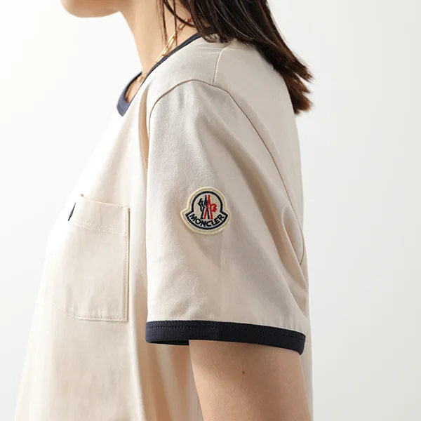 モンクレール Tシャツ 8C00019 89AUO レディース コットン クルーネック 半袖 刺繍ロゴ カラー2色