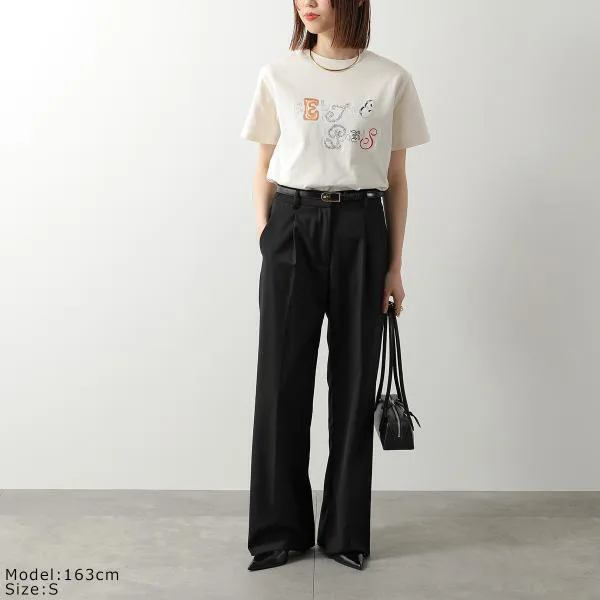 セリーヌ 半袖 Tシャツ RX0IE1242.GGY4 レディース ロゴ 刺繍 クルーネック コットン カットソー クリーム