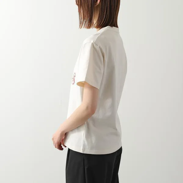 セリーヌ 半袖 Tシャツ RX0IE1242.GGY4 レディース ロゴ 刺繍 クルーネック コットン カットソー クリーム