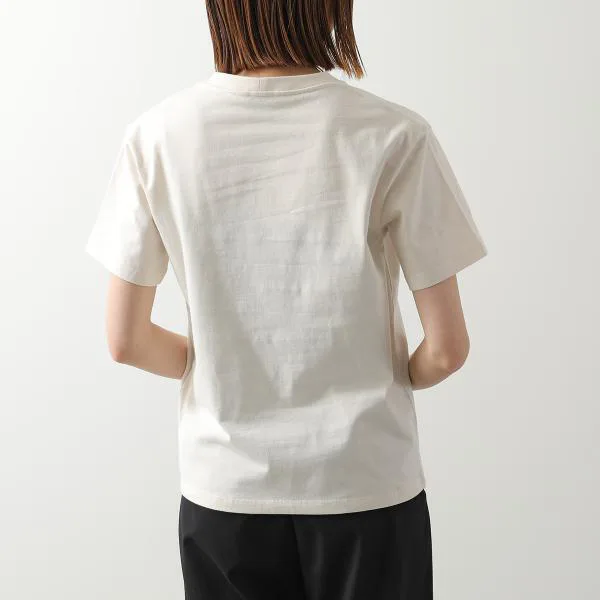 セリーヌ 半袖 Tシャツ RX0IE1242.GGY4 レディース ロゴ 刺繍 クルーネック コットン カットソー クリーム